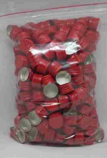 Package of 300 screw metal caps 18/12 red