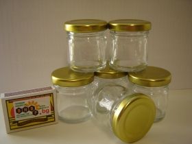 25 PIECES BhBp empty jars with golden caps TO 43 mm / 40 ml /