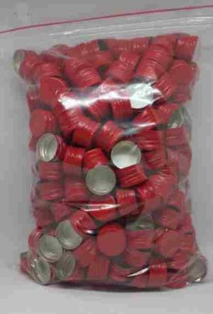 Package of 300 screw metal caps 18/12 red